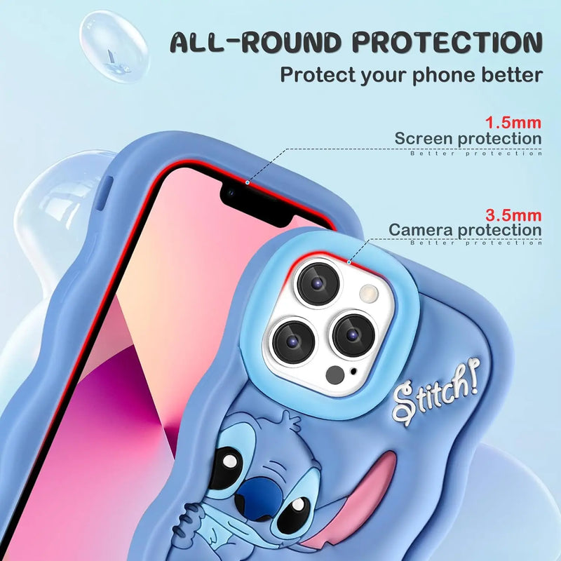 Capa de silicone com costura ondulada macia para iPhone